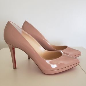 Pigalle Plato Patent Red Sole Pumps, Nude